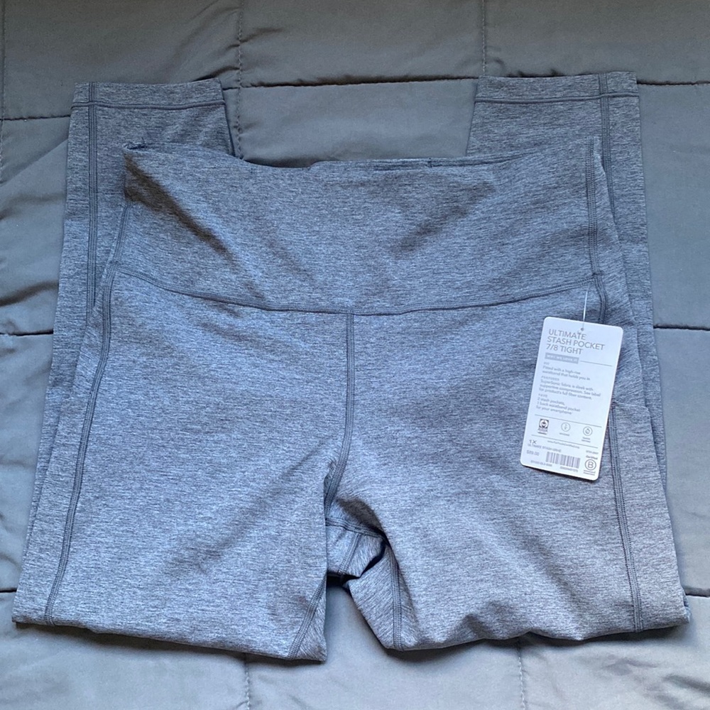 NWT ultimate stash pocket 7/8 tight 1x grey heather